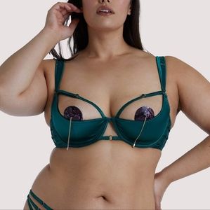 SOLD - Playful Promises Ava Green Strappy Lingerie Set - 36F, 12-14/XL